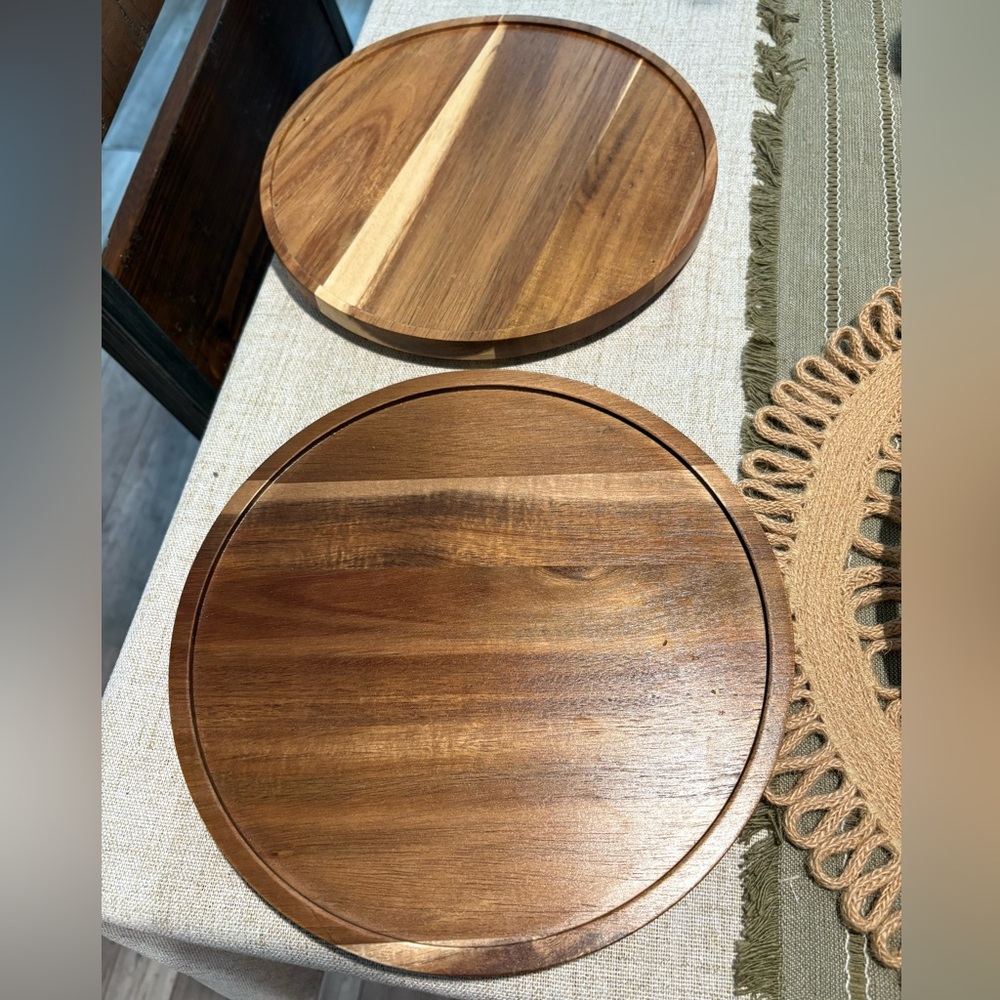 Set of 2 10 inch acacia wood lazy susans
